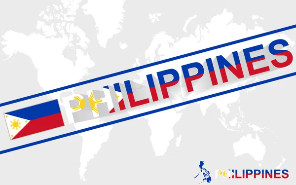 Philippines drapeau de carte et illustration de texte — Image vectorielle