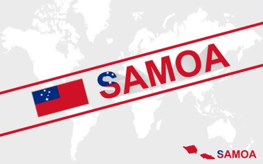 Samoa Haritası bayrak ve metin illüstrasyon