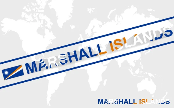 Mapa de Islas Marshall bandera e ilustración de texto — Vector de stock