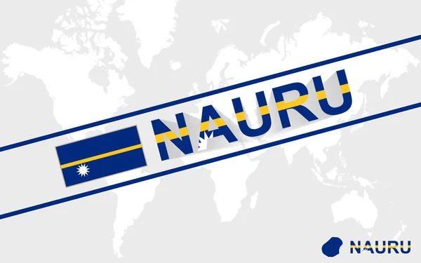 Nauru mapa bandera e ilustración de texto — Archivo Imágenes Vectoriales