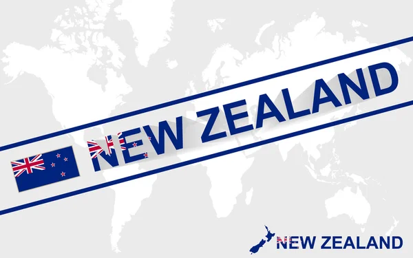 New Zealand map flag and text illustration — Stock Vector