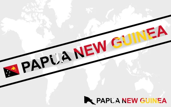 Papua Nueva Guinea mapa e ilustración de texto — Vector de stock