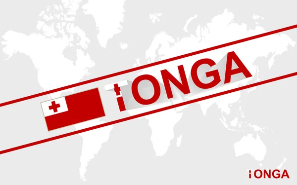 Tonga Térkép zászló és szöveg illusztráció — Stock Vector