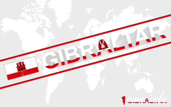 Gibraltar mapa bandera e ilustración de texto — Vector de stock