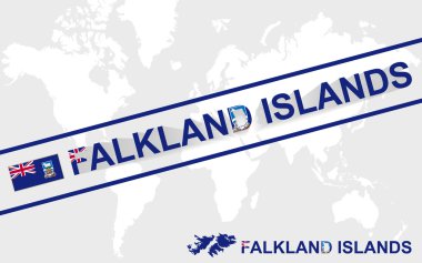 Bayrak ve metin illüstrasyon Falkland Adaları Haritası
