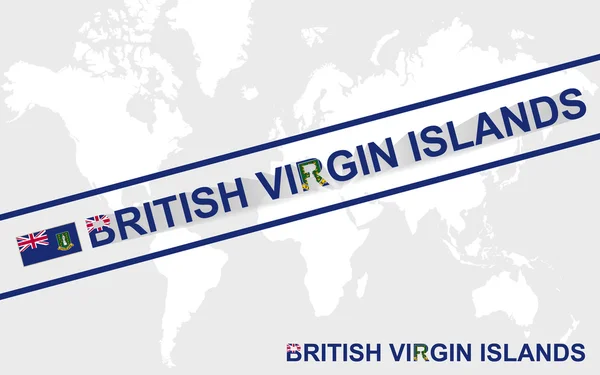Mapa de Islas Vírgenes Británicas bandera e ilustración de texto — Archivo Imágenes Vectoriales