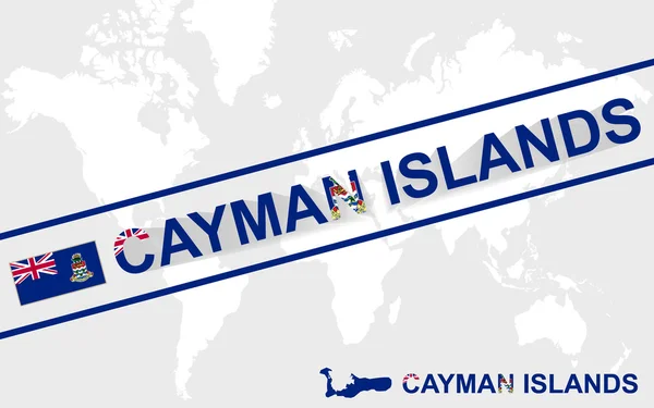 Ilhas Cayman mapa bandeira e texto ilustração — Vetor de Stock