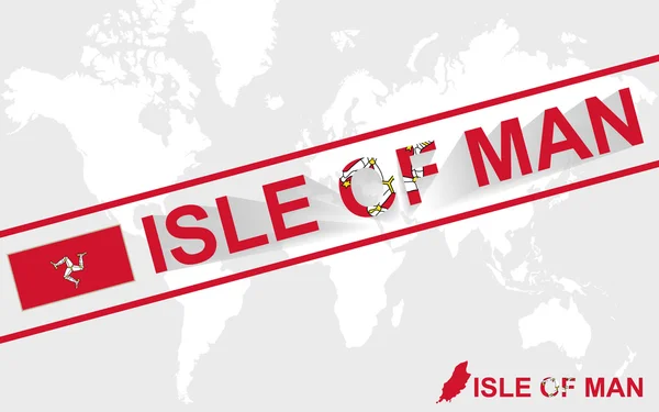 Isola di Man mappa bandiera e illustrazione di testo — Vettoriale Stock