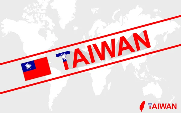 Drapeau de la carte de Taiwan et illustration texte — Image vectorielle