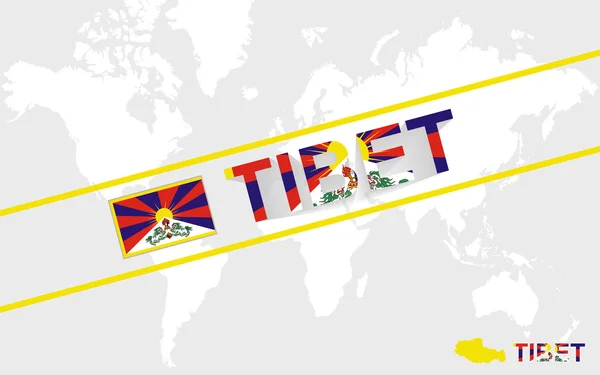 Mapa del Tíbet Bandera e ilustración de texto — Vector de stock
