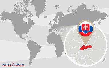 Büyütülmüş Slovakya ile Dünya Haritası