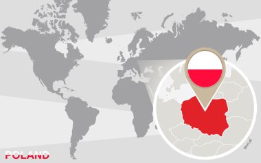 Büyütülmüş Polonya ile Dünya Haritası