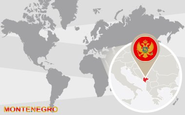 Dünya Haritası ile büyütülmüş Karadağ