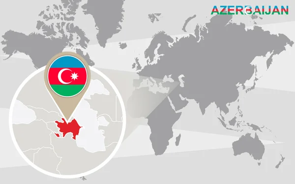 Azerbeidzjan kaart op een wereldkaart met vlag en kaart ...