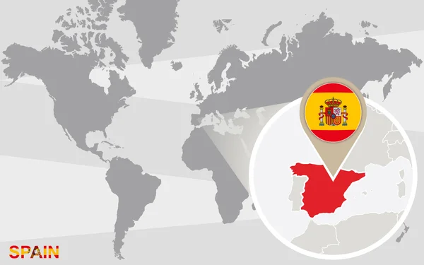 Mapa del mundo con España magnificada — Archivo Imágenes Vectoriales