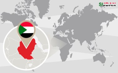 Dünya Haritası ile büyütülmüş Sudan