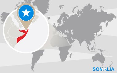 Büyütülmüş Somali ile Dünya Haritası