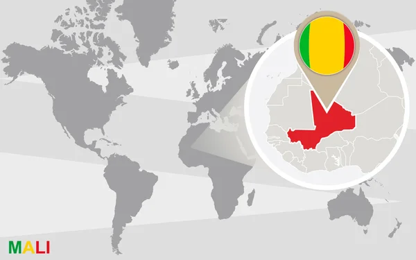 Världskarta med förstorade Mali — Stock vektor