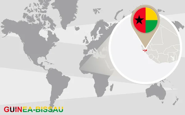 Mapa del mundo con Guinea-Bissau magnificado — Archivo Imágenes Vectoriales