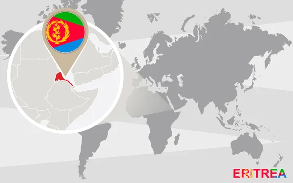 Världskarta med förstorade Eritrea — Stock vektor