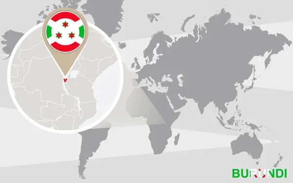 Mapa del mundo con Burundi ampliado — Vector de stock