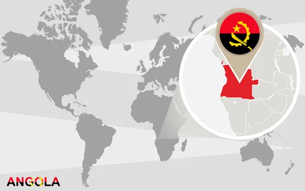 Wereldkaart met vergrote Angola — Stockvector