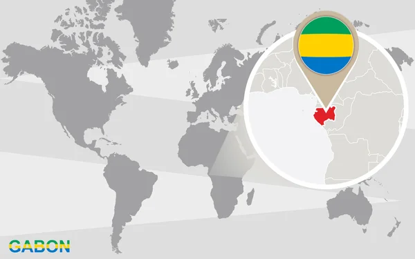 Världskarta med förstorade Gabon — Stock vektor
