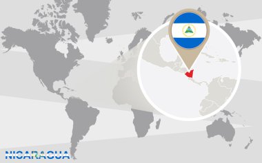 Büyütülmüş Nikaragua ile Dünya Haritası