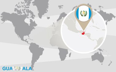 Dünya Haritası ile büyütülmüş Guatemala