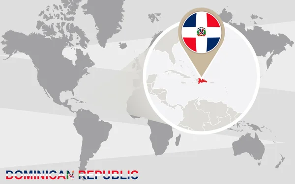 Mapa do mundo com ampliação República Dominicana — Vetor de Stock