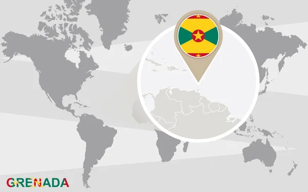 Världskarta med förstorade Grenada — Stock vektor