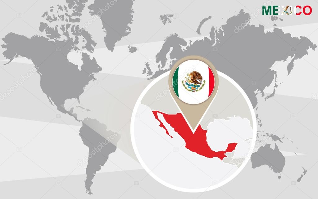 World Map With Magnified Mexico Stock Vector Image By C Boldg