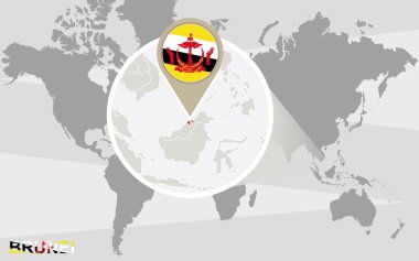 Dünya Haritası ile büyütülmüş Brunei