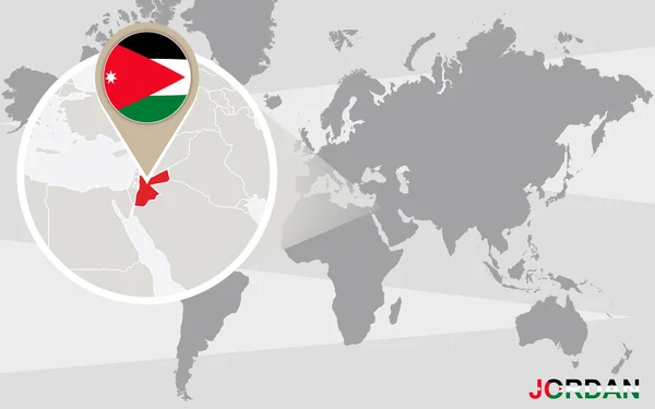 Mapa do mundo com a Jordânia ampliada — Vetor de Stock