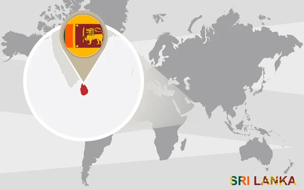 Världskarta med förstorade Sri Lanka — Stock vektor
