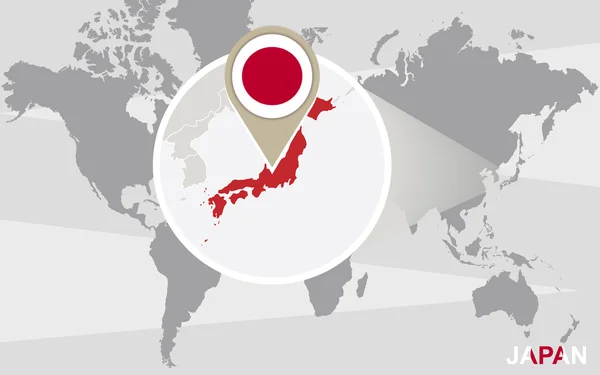 Weltkarte mit vergrößertem Japan — Stockvektor