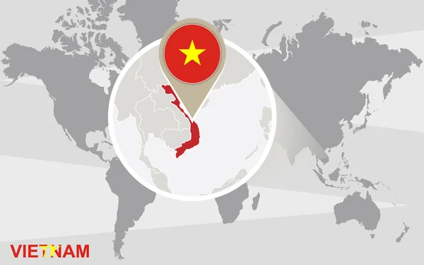 Wereldkaart met vergrote Vietnam — Stockvector