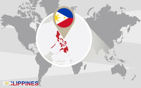 拡大フィリピンと世界地図 — ストックベクタ