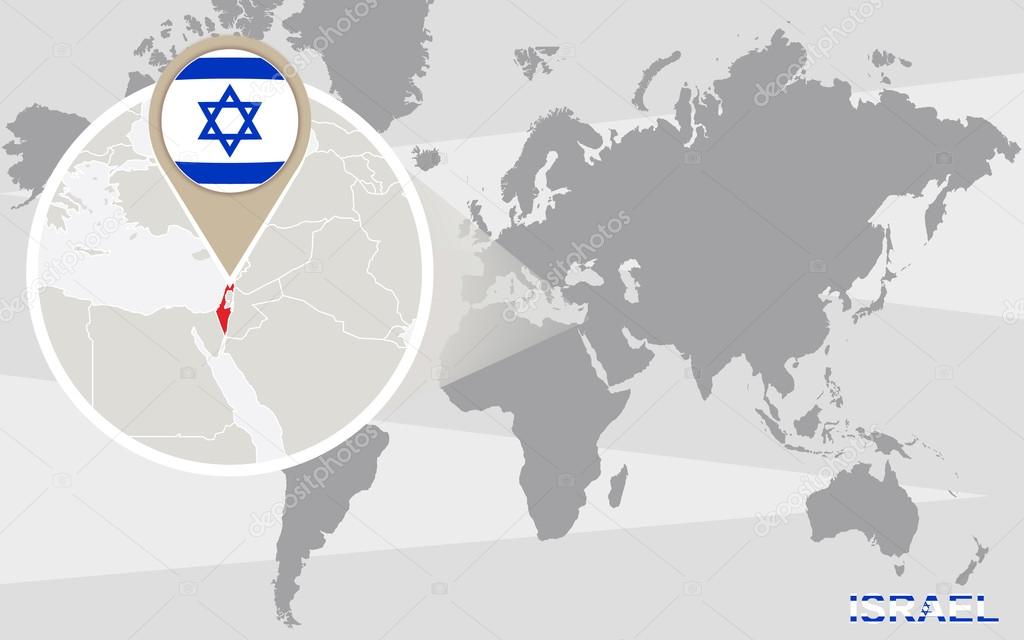 World map with magnified Israel
