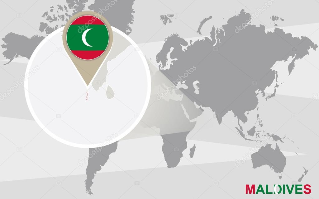 Carte Du Monde Avec Les Maldives Agrandie Image