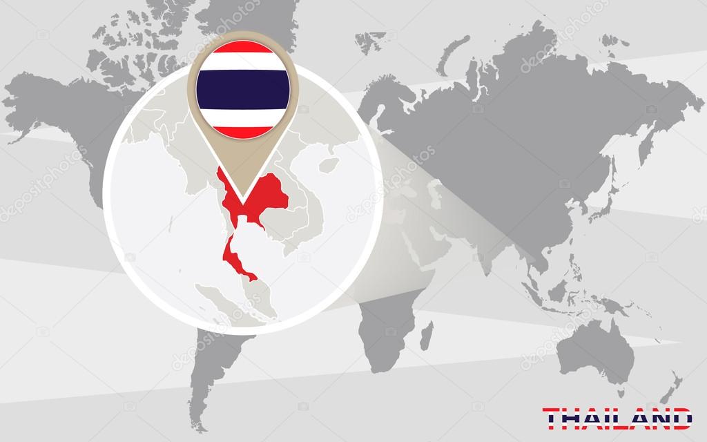 thajsko mapa světa Mapa světa s zvětšená Thajsko — Stock Vektor © boldg #71482461 thajsko mapa světa