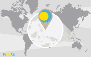 Dünya Haritası ile büyütülmüş Palau