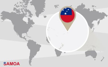 Dünya Haritası ile büyütülmüş Samoa