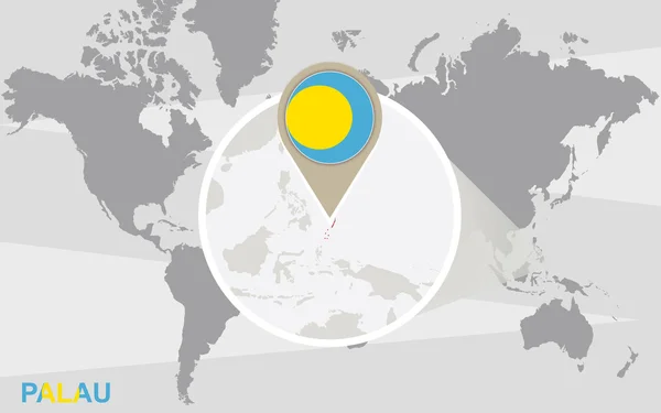 Mapa świata z powiększony Palau — Wektor stockowy