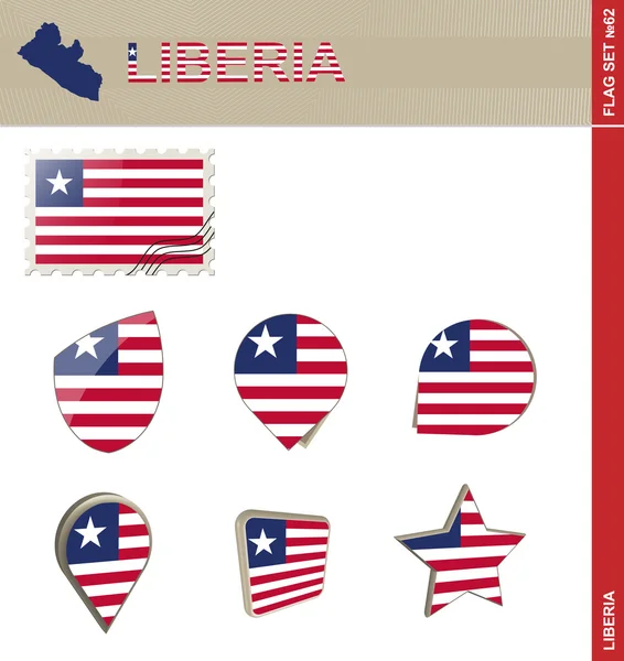 Liberia Flagge set, Flagge set 62 — Stockvektor