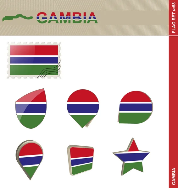 Gambia Bandiera Set, Bandiera Set 58 — Vettoriale Stock