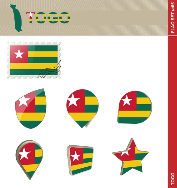 Togo Flag Set, Flag Set 65 — Stock Vector