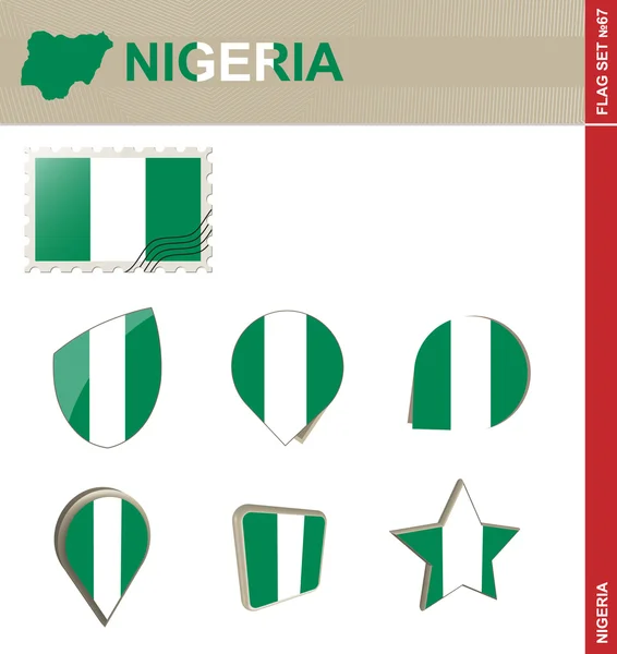 Nigeria conjunto de la bandera, conjunto de la bandera 67 — Vector de stock