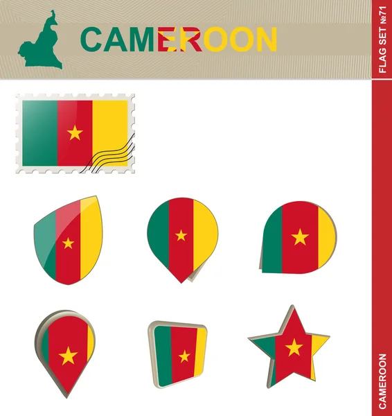 Cameroon Flag Set, Flag Set 71 — Stock Vector