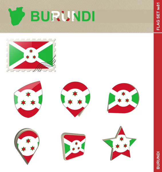 Burundi Flag Set, Flag Set 81 — Stock Vector